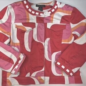 Vibrant Red and Pink Jean Jacket